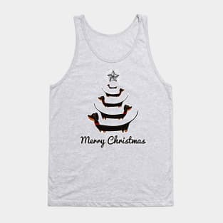 Dachshund Christmas Tree Shirt - Merry Dachsmas Wiener Dog Tank Top